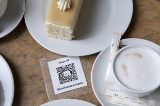 QR code for registration with the Luca app in a cafe in the Orangery of Schwerin Castle