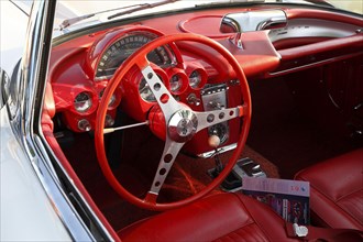 Steering wheel in a vintage car