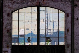 View from the factory window of a workshop at the railway station