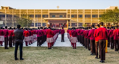 Marching to morning roll call