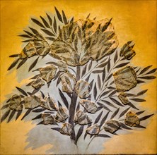 Fragment of a wall painting with olive branches