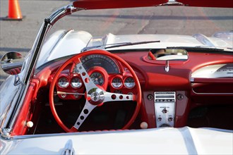 Steering wheel in a vintage car