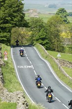 Motorbikes on a rural road in Wensleydale