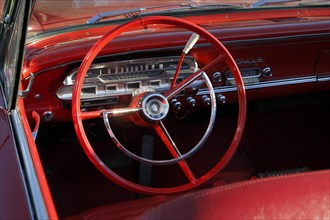 Steering wheel in a vintage car