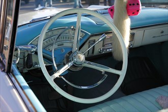 Steering wheel in a vintage car