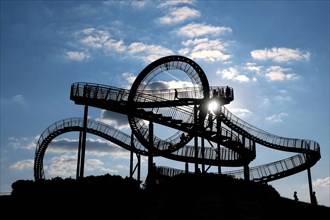 Large sculpture Tiger and Turtle - Magic Mountain in the evening light