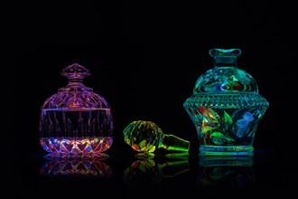 Still Life with Coloured Illuminated Crystal Glass