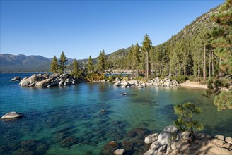 Bay at Lake Tahoe with round stones in the water