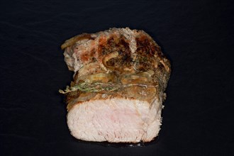 Pink roasted saddle of veal