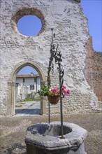 Fountain at the ruins of the church that collapsed in the 1976 earthquake