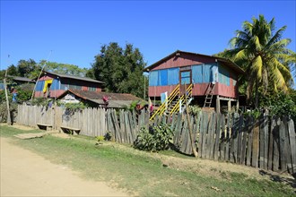 Wooden house on stilts