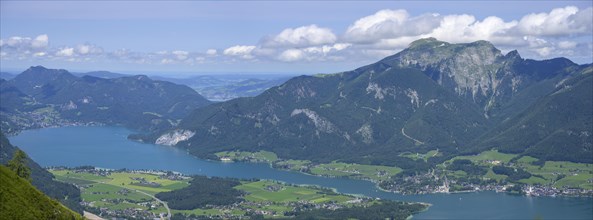 View of Lake Wolfgang with the village of St. Wolfgang and Schafberg