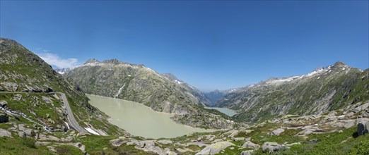 View of Grimselsee and Raeterichsbodensee from the Grimsel Pass road