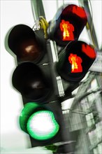 Blurred photos of a traffic light