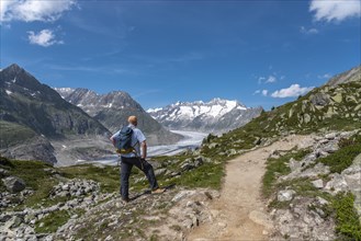 Hikers at the Aletsch Glacier World Heritage Site
