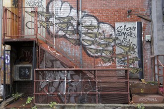 Metal staircase and graffiti