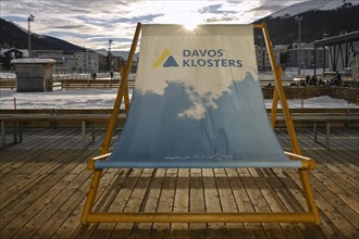 XXL deck chair with lettering Davos