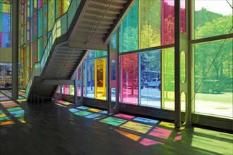 Colorful reflections in the foyer of the Palais des congres de Montreal convention centre