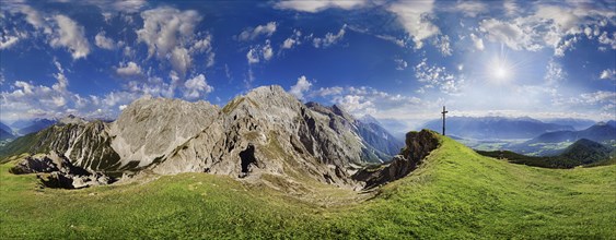 360 panorama on the summit Wankspitze with view into the Inn valley and the Mieminger Gebirge