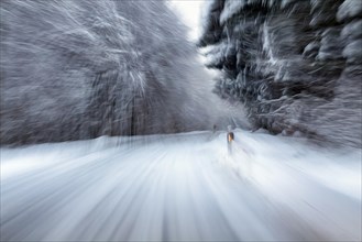 Snowy slippery road