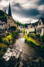 Church and half-timbered houses