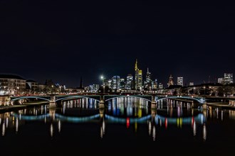 View of Frankfurt and the illuminated skyline of Frankfurt