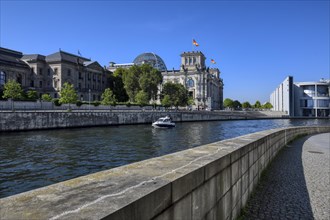 Reichstag building and Paul Loebe House along the Spree river