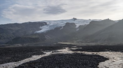 River in front of Vatnajoekull Glacier