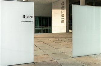 Passage to a bistro at the Marie Elisabeth Lueders House in the government district