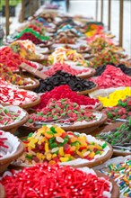 Colourful sweets at market stall