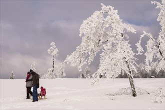 Walkers in winter on the Kahler Asten in Sauerland