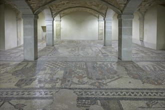 12th century mosaic floor in the Abbey of San Colombano