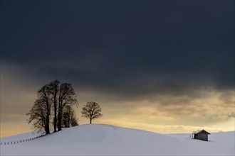 Winter landscape against a dramatic sky