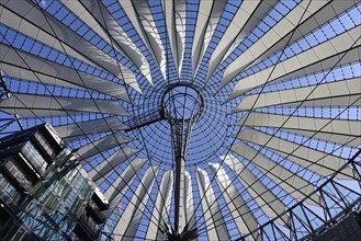 Tented glass roof dome with skyscrapers of the Sony Center