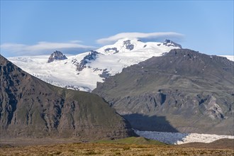 View of glacier tongues and mountains