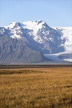 View of glacier tongues and mountains