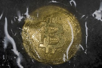 Bitcoin frozen in water