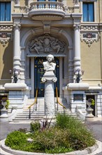 Marble statue Jules Emile Frederic Massenet at the entrance of the Opera House in Monte-Carlo