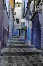 Stairs with blue houses