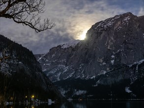 Moonrise over Trisselwand at Lake Altaussee