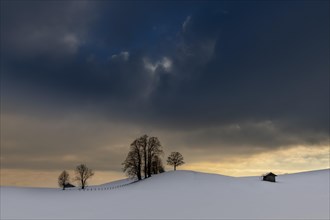 Winter landscape against a dramatic sky