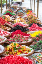 Colourful sweets at market stall