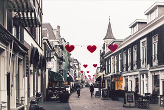 Small street with hearts