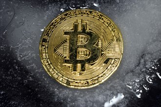 Bitcoin frozen in water