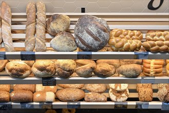 Sales shelf various types of bread