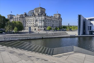 Reichstag building and Paul Loebe House along the Spree river