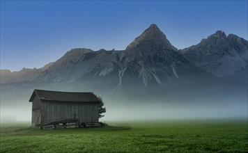 Morning fog on the Wetterstein mountains