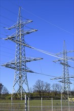 High-voltage pylons at the transformer station near Kempten