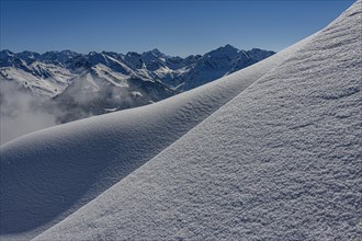 Snow area with Allgaeu Alps
