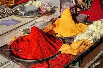 Colourful powder paints for sale for the Holi festival